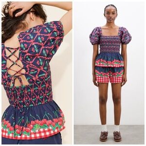 Damson Madder Allegra Puff Sleeve Blouse Size 10 US NWT